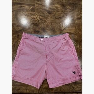 Ted Baker Swim Trunks Mens 5 XL Red White Seersucker Stripe Lobster Excellent